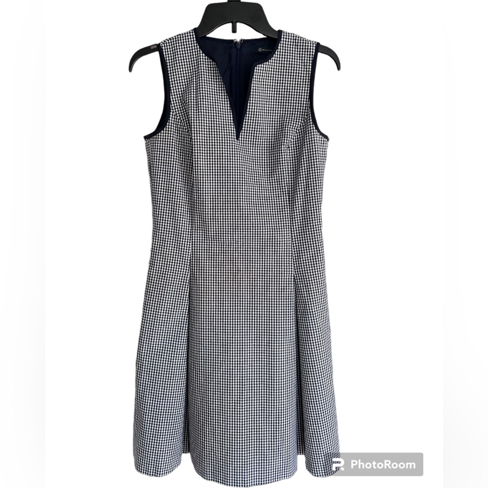 Brooks Brothers black White Gingham Fit & Flare Sleeveless Dress Size 2